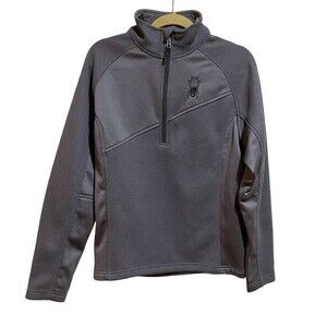 Spyder Men 1/4 Quarter Zip Gray Asymmetric Pullover Sweatshirt Jacket Size Small